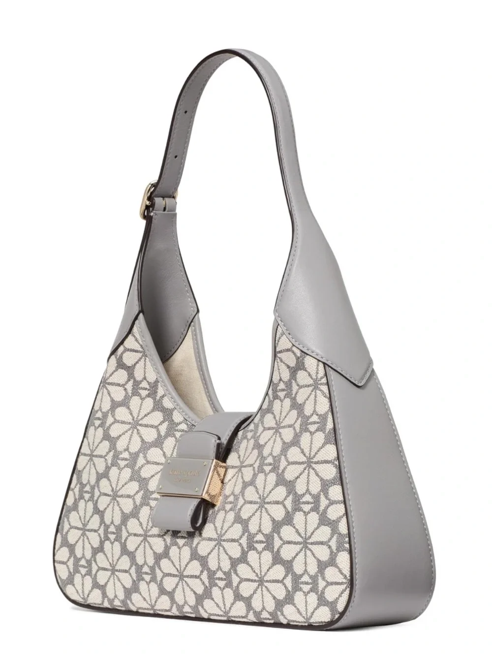 New Kate Spade Gray Floral Noveau Jacquard Shoulder Bag